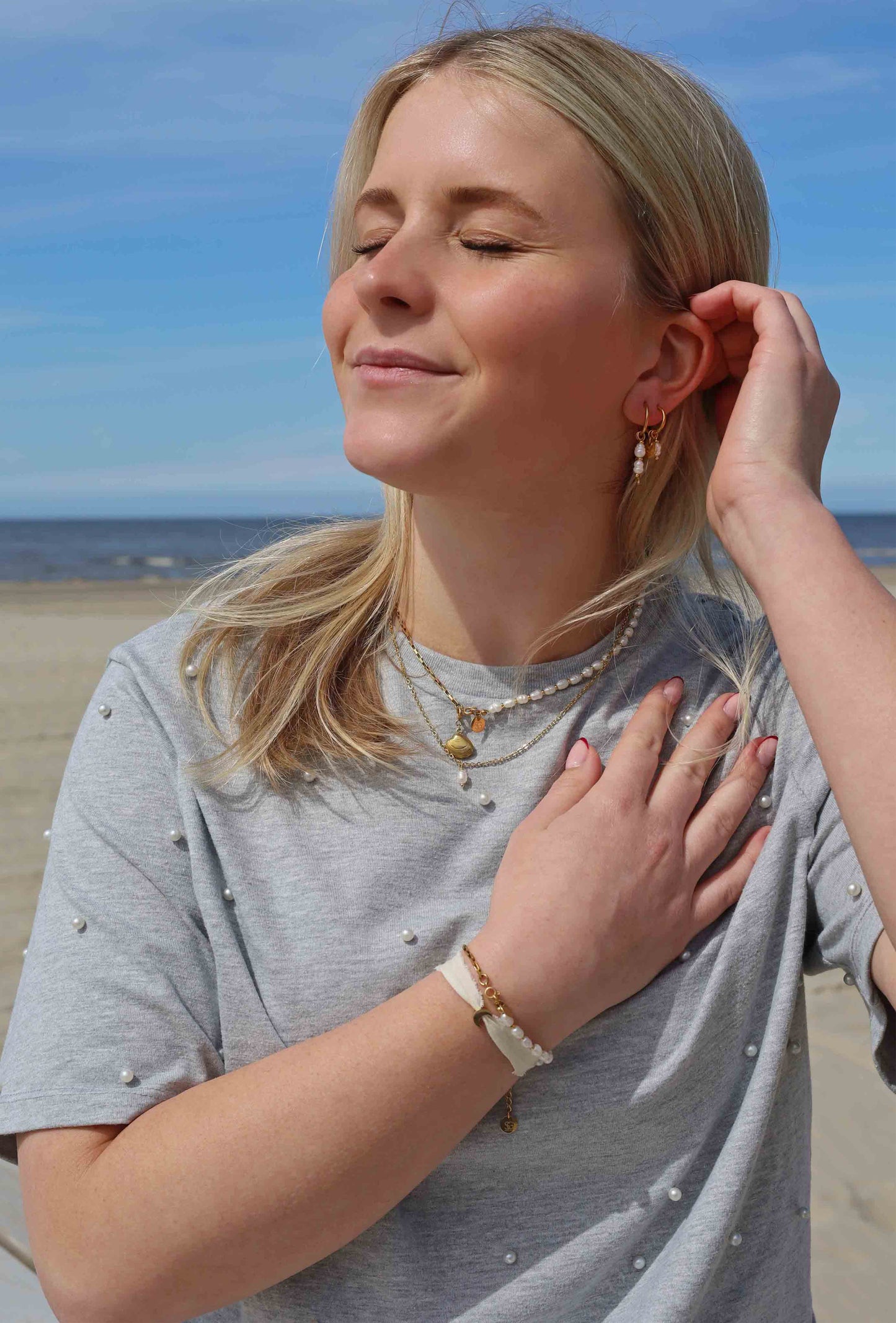 Armband Hartje/Maantje - creme