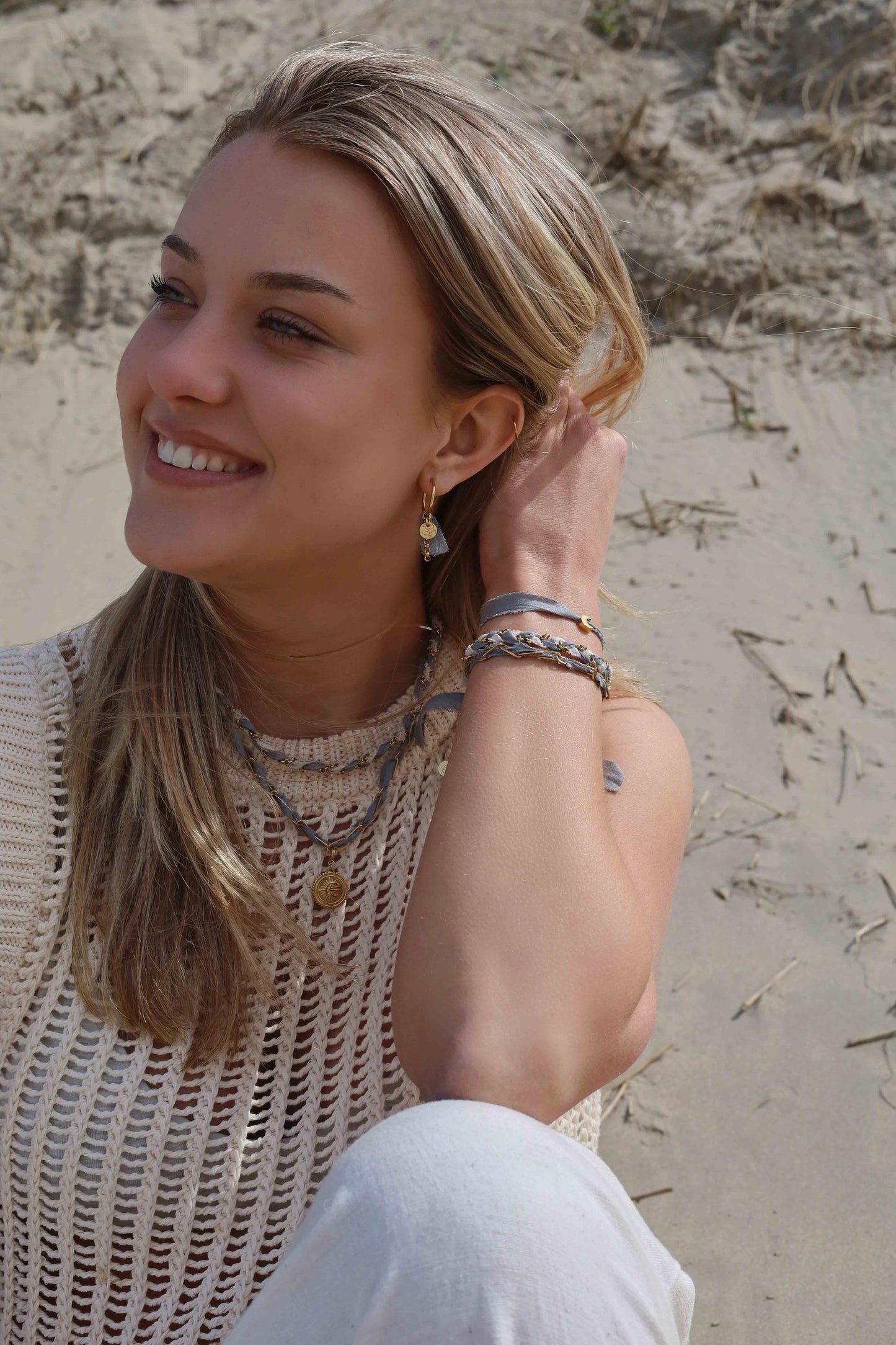 Armband Herz/Mond - grau