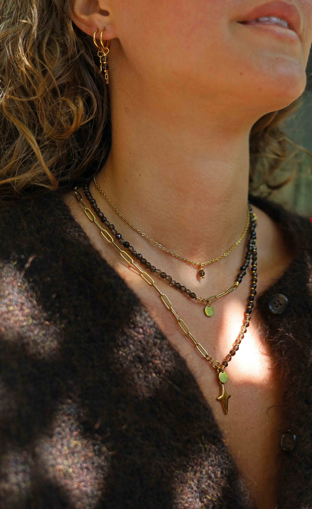 Gemstone spacer necklace (4mm)