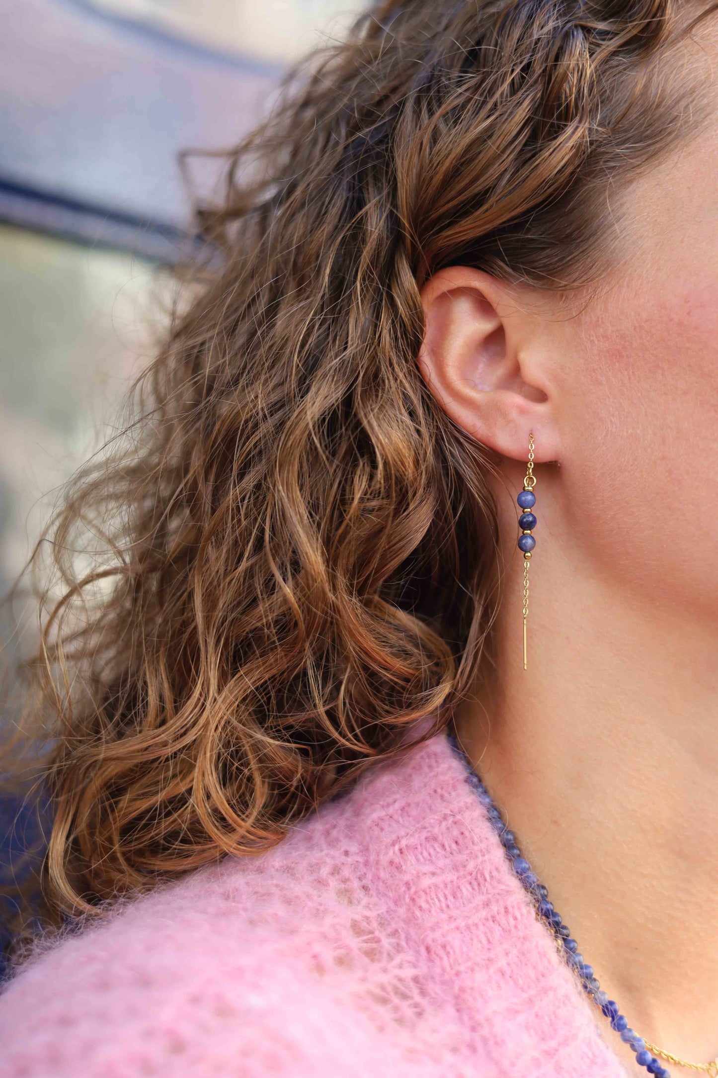 Edelsteen oorketting (4mm)
