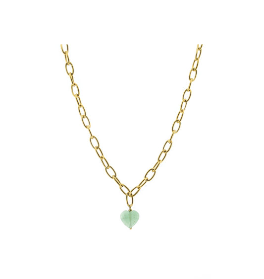 BELOVED KETTING - dames rvs edelsteen ketting - aventurijn - maansteen - labradoriet