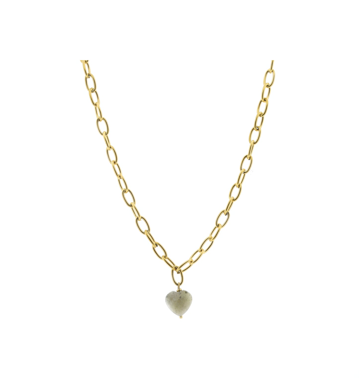 BELOVED KETTING - dames rvs edelsteen ketting - aventurijn - maansteen - labradoriet