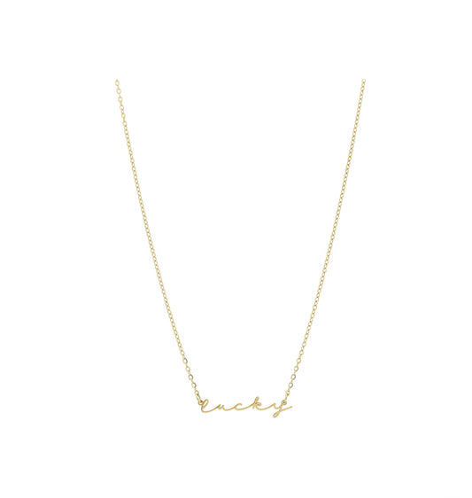 RVS ketting met tekst (happy, magic, lucky)