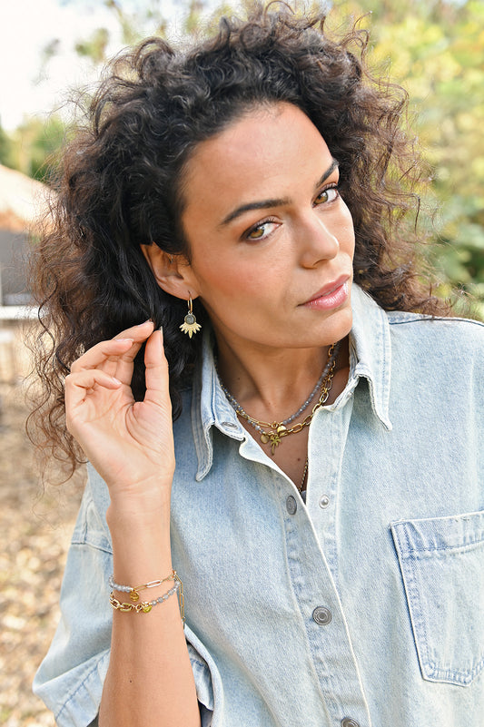 Edelsteen oorbel - grijze jaspis