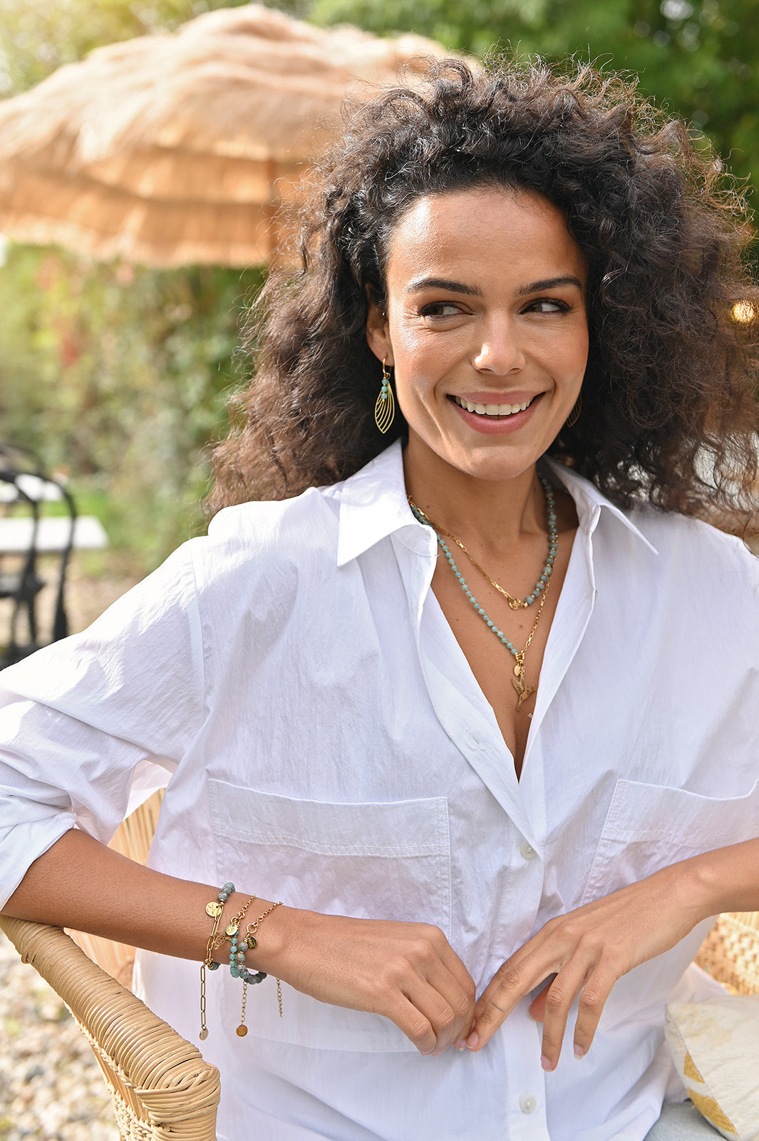 Edelsteinohrring Blatt (4mm)