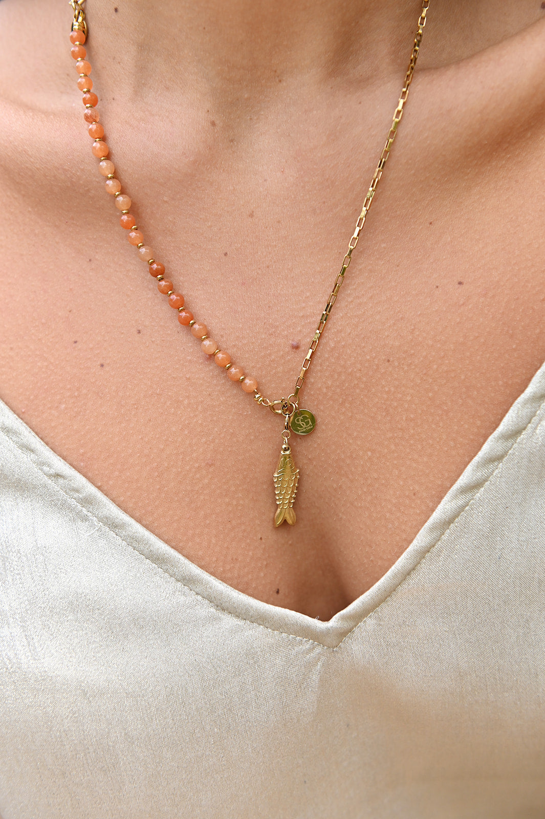 Gemstone spacer necklace (4mm)