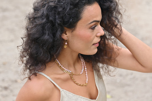 Edelsteen oorbel - Munt (6mm)