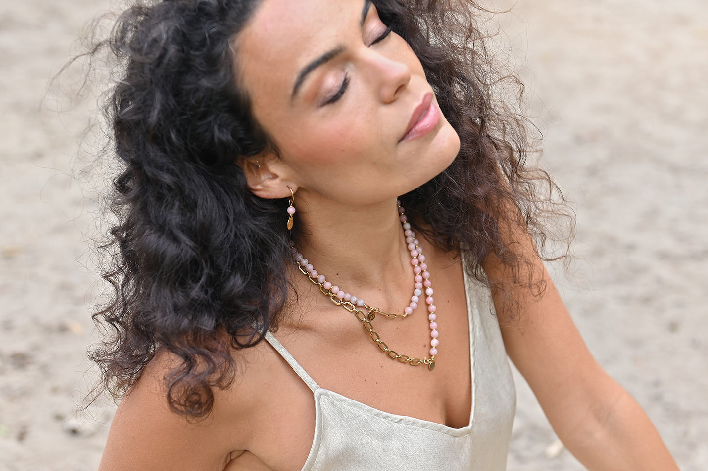 Gemstone spacer necklace (6mm)