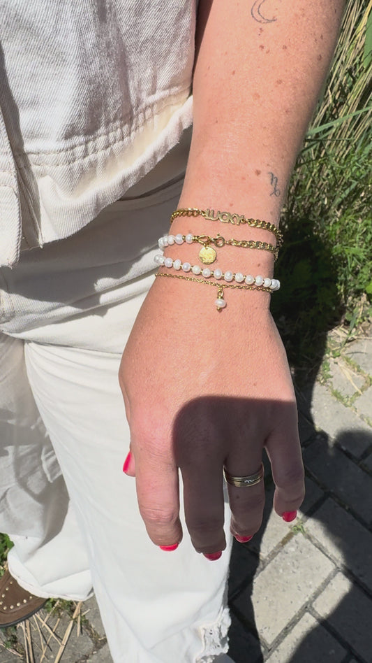 RVS armband met tekst (happy, magic, lucky)
